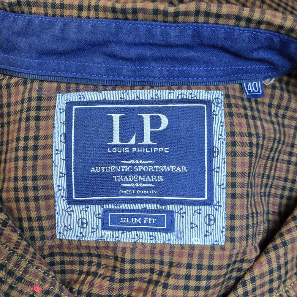 Louis Philippe Mens Brown Checkered Long Sleeve Union SQ Slim Fit Career Shirt M - Picture 3 of 10